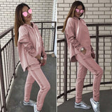 LANFUBEISI 2 Piece Set Suit Women Casual Tracksuit Pullover Trousers Pink Sports Top+Pants Suit Clothes Full Breathable Fall Cheap Clothes