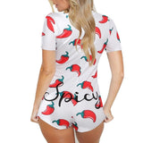 LANFUBEISI Women Sexy Sleepwear Cute Cartoon Print Short Set Pajamas Spicy Pepper Sweet Short Sleeve T Shirts Shorts Summer Pijama Lanfubeisi