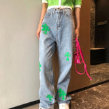 Patchwork Wide Leg Jeans For Women High Waist Straight Pocket Large Size Casual Pants Female 2020 Summer Fashion New K642 Lanfubeisi