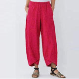 LANFUBEISI Women's Vintage Harem Pants Casual Solid Color Elastic Waist Linen Wide Leg Trousers Summer Plus Size Loose Comfortable Pants Lanfubeisi