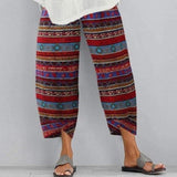 LANFUBEISI Women's Vintage Harem Pants Casual Solid Color Elastic Waist Linen Wide Leg Trousers Summer Plus Size Loose Comfortable Pants Lanfubeisi