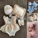 LANFUBEISI 0-3Month Baby Newborn Photography Props Baby Hat Baby Girl Lace Romper Bodysuits Outfit  Photography Clothing Lanfubeisi