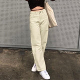 LANFUBEISI Vintage Y2K Joggers Women Cargo Pants 90s Streetwear Caramel Brown Low Waist E-girl Aesthetic Loose Straight Trousers Female Lanfubeisi