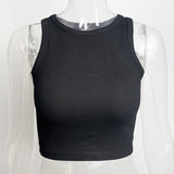 Ribbed  Women Tank Top Plus Size Elastic Sexy Summer Tank Tops Solid O Neck Off Shouled Casual White Tank Tops Lanfubeisi