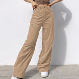 LANFUBEISI  New Spring Fashion Jeans Women Pants Solid Mid Waisted Wide Leg Pants Straight  Casual Baggy Trousers Jean Femme Lanfubeisi