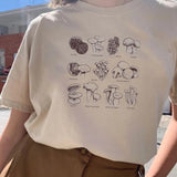 LANFUBEISI VIP HJN Vintage Fashion Mushroom Special Print Oversized T Shirt Egirl Grunge Aesthetic Streetwear Graphic Tees Women T-shirts Lanfubeisi