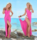 New Fashion Women Red Color Sling Backless Swimwear Scarf Beach Cover Up Wrap Sarong Long Dress Infinite Wear Maxi Dresses Lanfubeisi