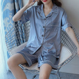 Silk Pajamas for Women Home Suit Heart Embroidered Pyjamas Pj Set Satin Nightwear Sleepwear 2021 Pijama Verano Mujer Lanfubeisi