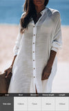 Sexy New Shirt Beach Up White Beach Dress Loose Blouse Tunic Pocket Long Sleeve Swimsuit Cover Up Casual Beachwear Lanfubeisi