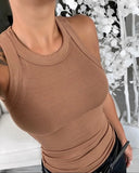 Ribbed  Women Tank Top Plus Size Elastic Sexy Summer Tank Tops Solid O Neck Off Shouled Casual White Tank Tops Lanfubeisi