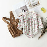 2Pcs Vintage Baby Girl Clothes Set Summer Cotton Girls Floral Blouse Shirt Romper Dress Spring Newborn Baby Girl Clothes Outfits Lanfubeisi