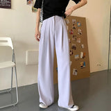 LANFUBEISI Summer Loose Pants Fashion High Waist Thin Wide-leg Pants Simple Solid Black Casual Korean Trousers Korean New 2021 Lanfubeisi