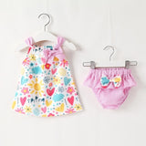 NEW Newborn Baby Girls Clothes Sleeveless Dress+Briefs 2PCS Outfits Set Striped Printed Cute Clothing Sets Summer Sunsuit 0-24M Lanfubeisi