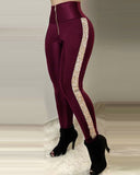 LANFUBEISI Fashion Women Sweatpants for Sport Side Strip Design Zipper Decor Elastic High Waist Spring Autumn Slim Hips Pencil Pants Lanfubeisi