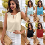 Blouse Women Summer Sleeveless Shirts Streetwear Casual Elegant Ladies O Neck Solid Color Tops Blouses Plus SIze