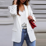 LANFUBEISI New Women Autumn Blazer Jacket Fashion Basic Blazer Casual Solid Button Long Sleeve Work Suit Coat Office Lady Elegant Blazers LANFUBEISI