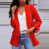 LANFUBEISI New Women Autumn Blazer Jacket Fashion Basic Blazer Casual Solid Button Long Sleeve Work Suit Coat Office Lady Elegant Blazers LANFUBEISI