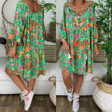 Helisopus Summer Plus Size Women Boho Floral Print Dress Casual Loose Deep V Neck Holiday Beach Shirt Dress Vestido Lanfubeisi
