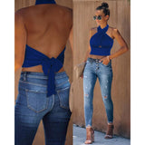 Summer Women Tank Top Casual Sleeveless Vest Tops Open Back Knotted Design Top Backless Bowknot Design Sexy Top Tank Tops Lanfubeisi