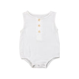 LANFUBEISI 0-24M Summer Solid Rompers Newborn Infant Baby Girl Boy Outfit Cotton Romper Jumpsuit Bebe Kids Ropa Sleevless Casual Clothes Lanfubeisi