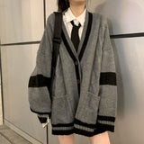 LANFUBEISI Suit Japanese College Style Girl Youth Knit Cardigan Sweater Student Shirt Pleated Skirt Vintage Fall Clothes For Women Oversize LANFUBEISI