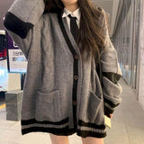 LANFUBEISI Suit Japanese College Style Girl Youth Knit Cardigan Sweater Student Shirt Pleated Skirt Vintage Fall Clothes For Women Oversize LANFUBEISI