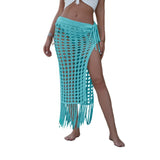 LANFUBEISI Women’s Sexy Sheer Hollow Out Beach Maxi Knit Skirt Split Tassels Beachwear Summer Crochet Cover Up Skirts 2021 Hot Sell LANFUBEISI