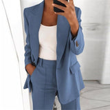 LANFUBEISI Single Button Blazer Jacket Women Long Sleeve Solid Color Jacket 2021 Autumn Elegant Tops Office Lady Slim Blazer Suit Outerwear LANFUBEISI