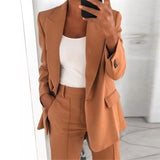 LANFUBEISI Single Button Blazer Jacket Women Long Sleeve Solid Color Jacket 2021 Autumn Elegant Tops Office Lady Slim Blazer Suit Outerwear LANFUBEISI