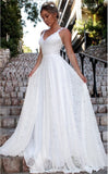 Womens Long Lace Dress Formal Party Prom Wedding Bridesmaid Ball Gown Dress White Lanfubeisi