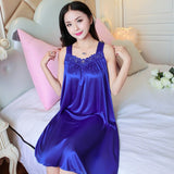 LANFUBEISI Women Soft Nightgowns Sexy Nightwear Lace Patchwork Long Sleepwear Lingerie Nighty Wedding Silk Dress Sleep Wear Nightdress LANFUBEISI