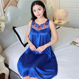 LANFUBEISI Women Soft Nightgowns Sexy Nightwear Lace Patchwork Long Sleepwear Lingerie Nighty Wedding Silk Dress Sleep Wear Nightdress LANFUBEISI