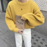 LANFUBEISI Women Solid Knitted Thickening Oversized Sweater Female Round Neck Long Sleeve Casual Loose Pullovers Top 2021 Autumn Winter LANFUBEISI