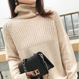 LANFUBEISI Sweater Women Turtleneck Pullovers Solid Stretch Striped Korean Top Knit Plus Size Harajuku Spring 2021 Fall Clothes Beige Khaki LANFUBEISI