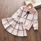 LANFUBEISI Bear Leader Kids Christmas Sweet Knitwear Suits Girls Baby Plaid Sweaters Coats Suspender Dress Outfits Princess Clothes Sets LANFUBEISI