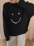 LANFUBEISI - Smiley Face Oversized Sweater LANFUBEISI