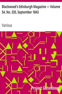 Blackwood's Edinburgh Magazine — Volume 54, No. 335, September 1843 book cover
